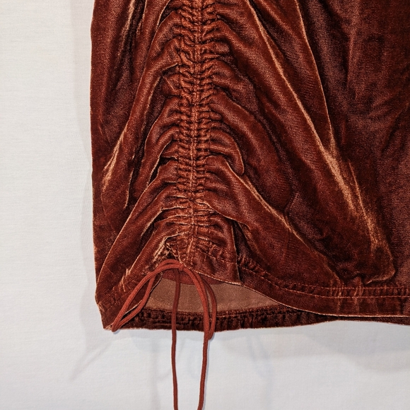 Free People Velvet Mini Skirt Deep Burnt Orange Size 0 XS - Picture 5 of 10